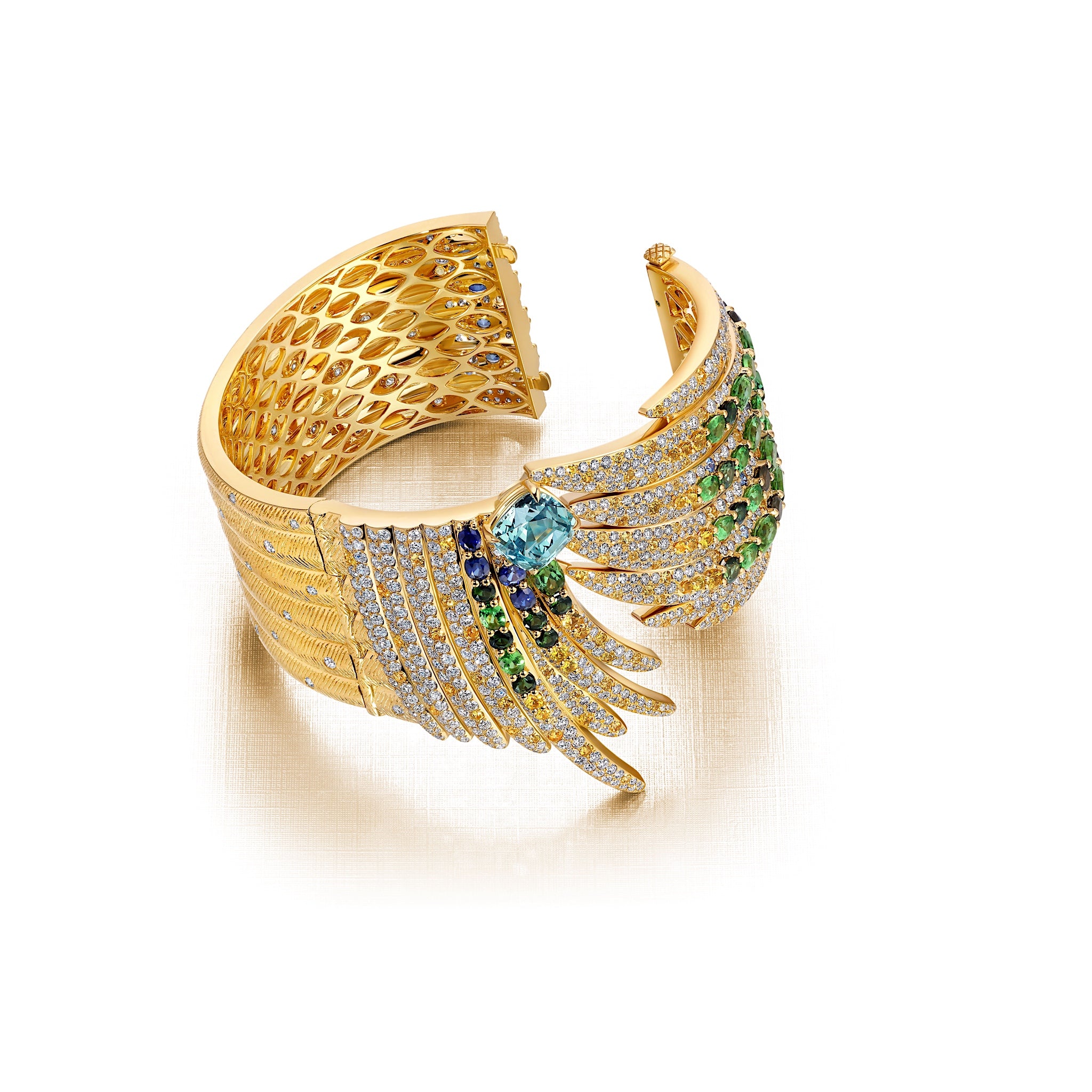 Aquamarine Pássaro Cuff Bracelet