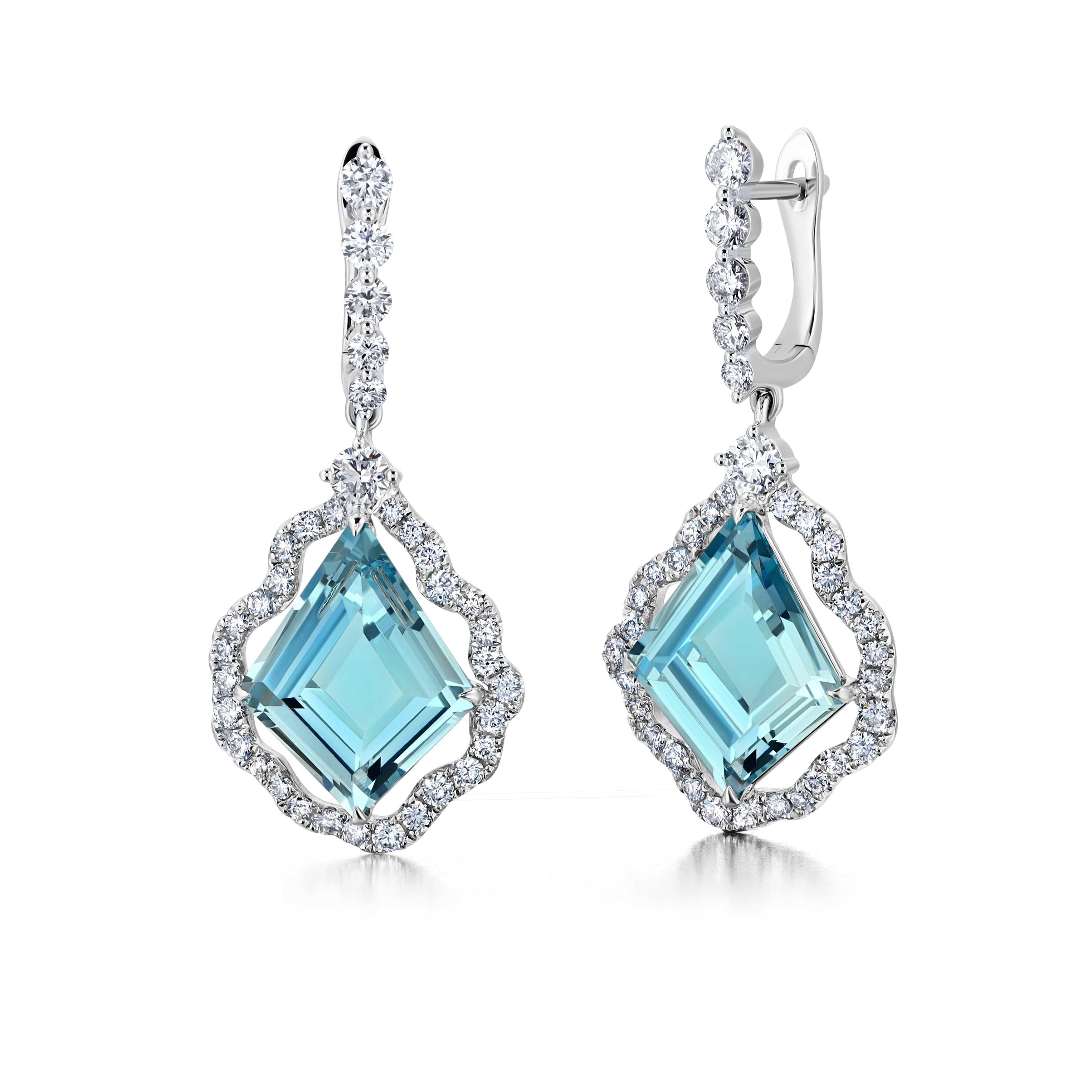 Aquamarine &amp; Diamond Drop Earrings