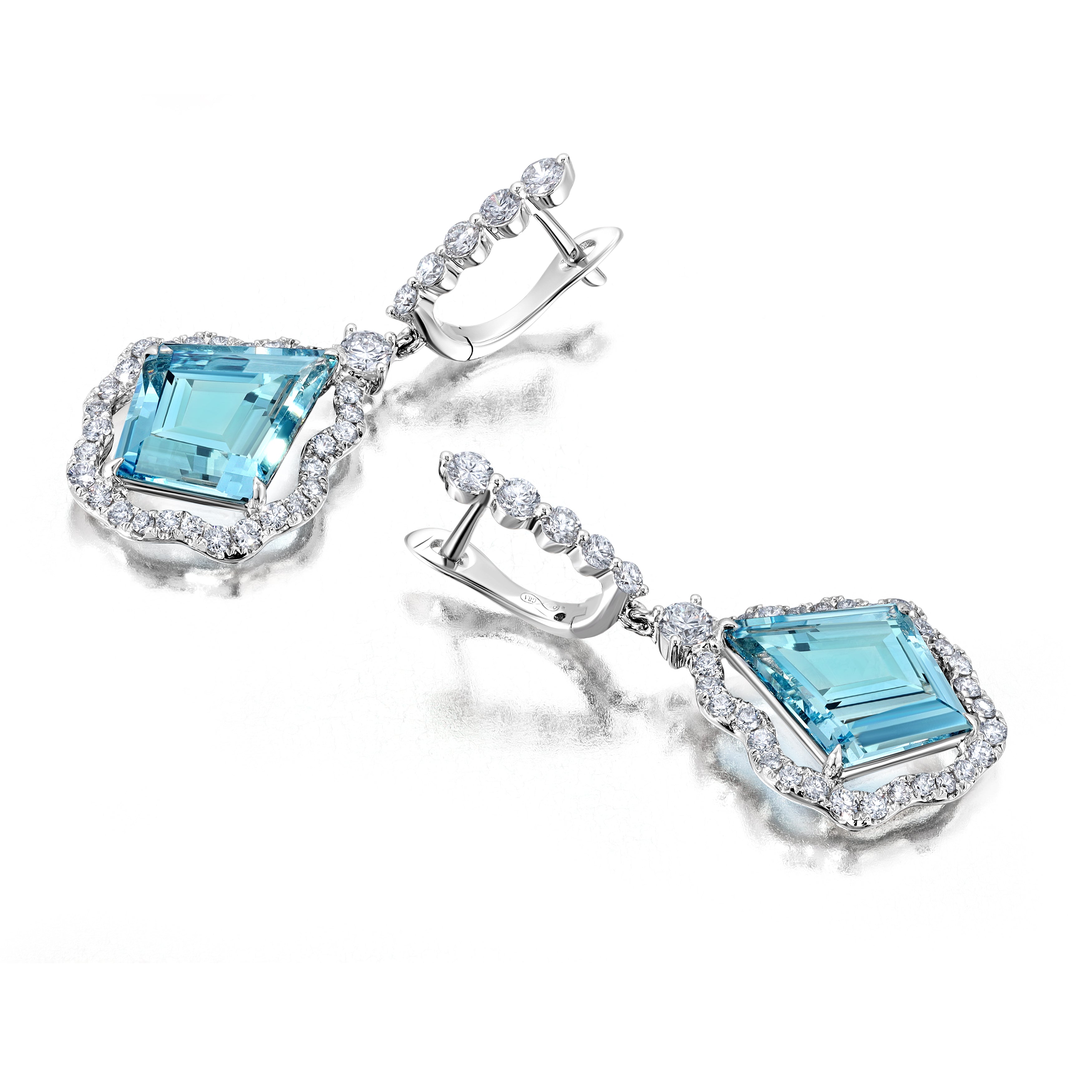 Aquamarine &amp; Diamond Drop Earrings