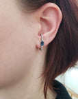 Blue Sapphire & Diamond Cage Ear Cuffs