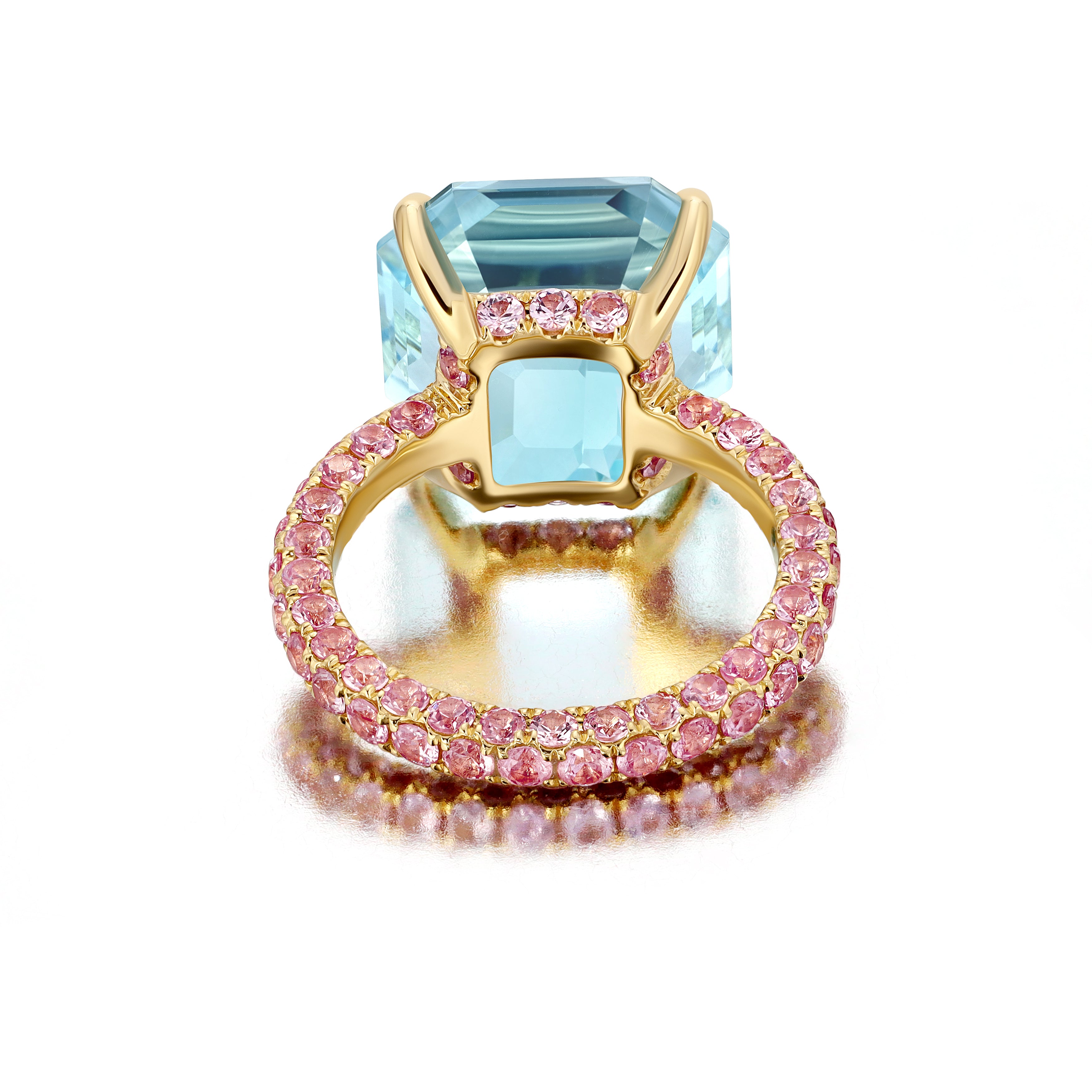 Aquamarine Pink Sapphire Statement Ring