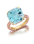 Aquamarine & Pink Sapphire Statement Ring