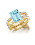 Aquamarine & Diamond Double Banded Ring