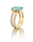 Aquamarine & Diamond Double Banded Ring
