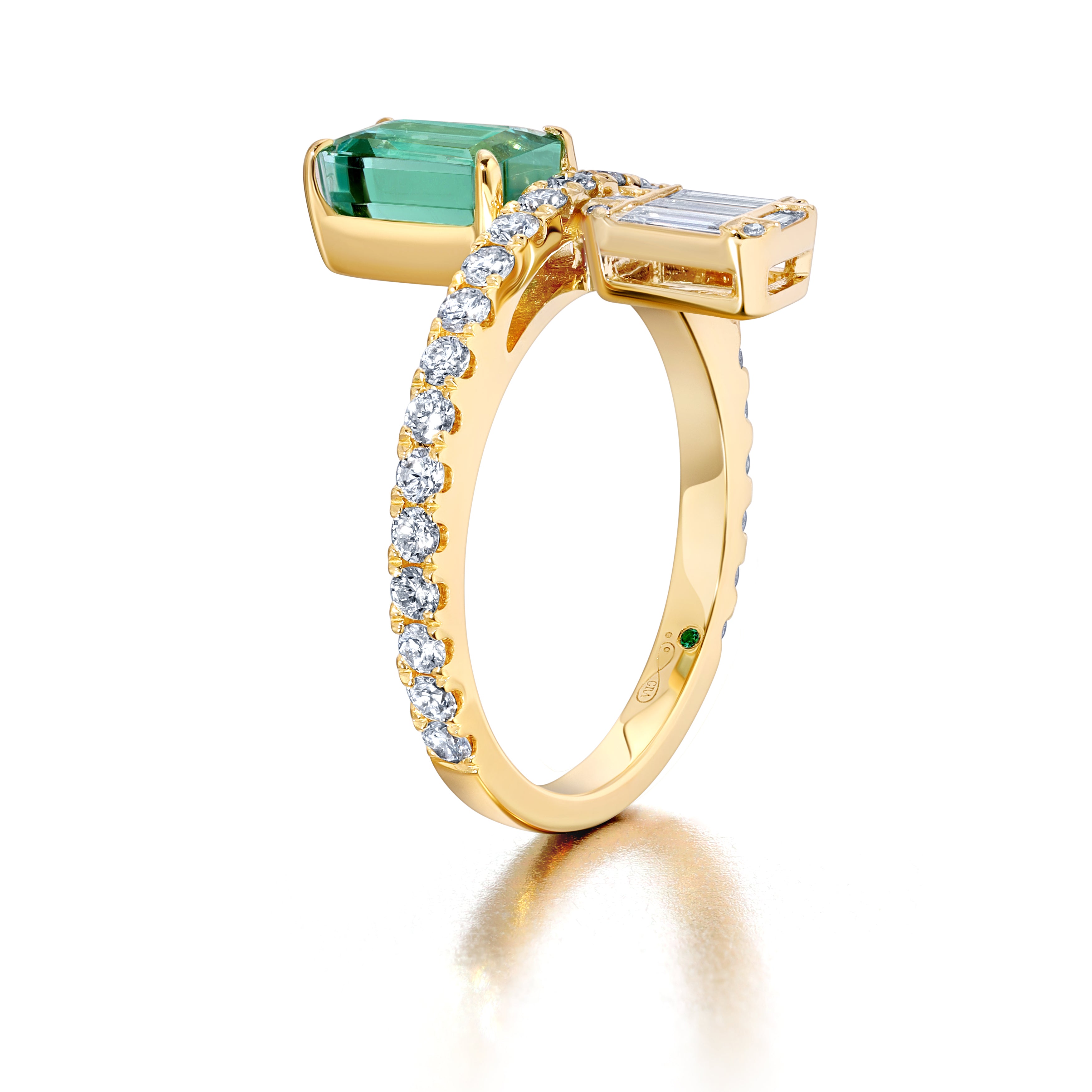 Emerald Cut Emerald &amp; Diamond Ring