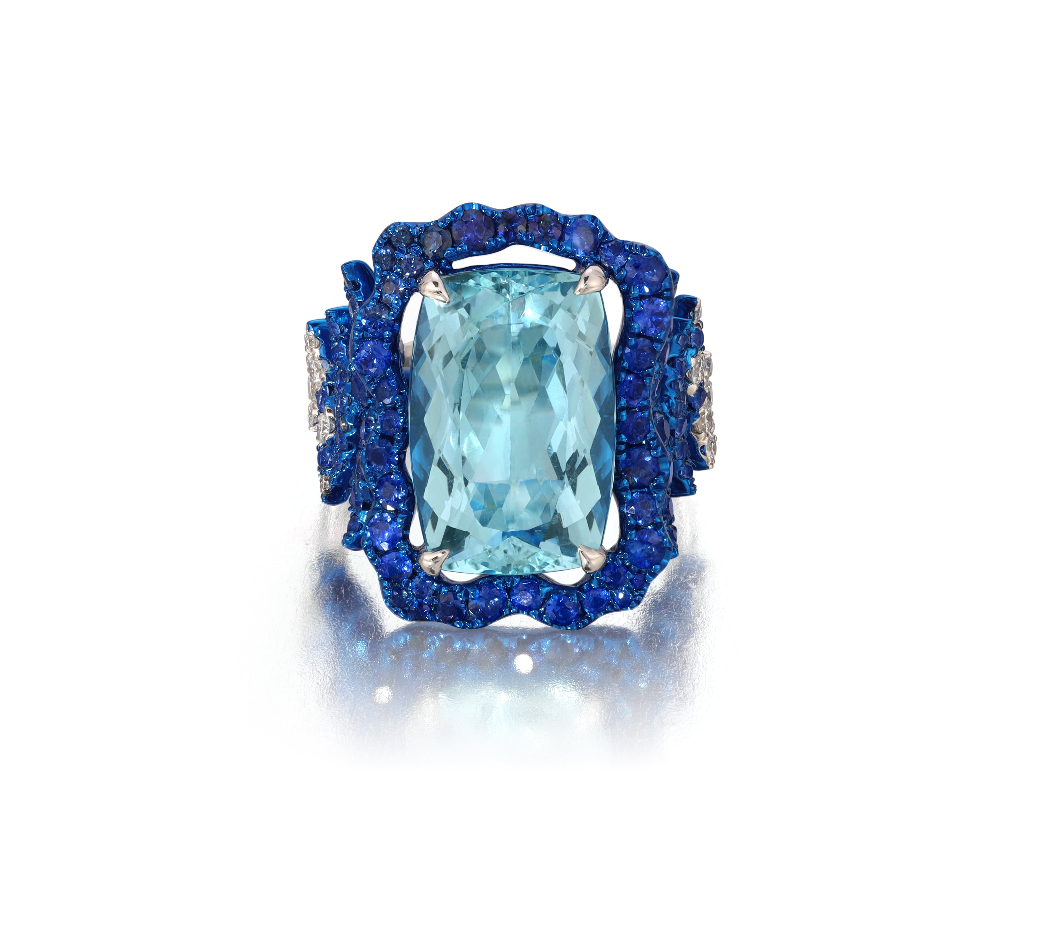 Aquamarine, Blue Sapphire &amp; Diamond Rio Ring