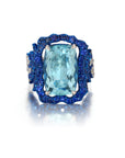 Aquamarine, Blue Sapphire & Diamond Rio Ring