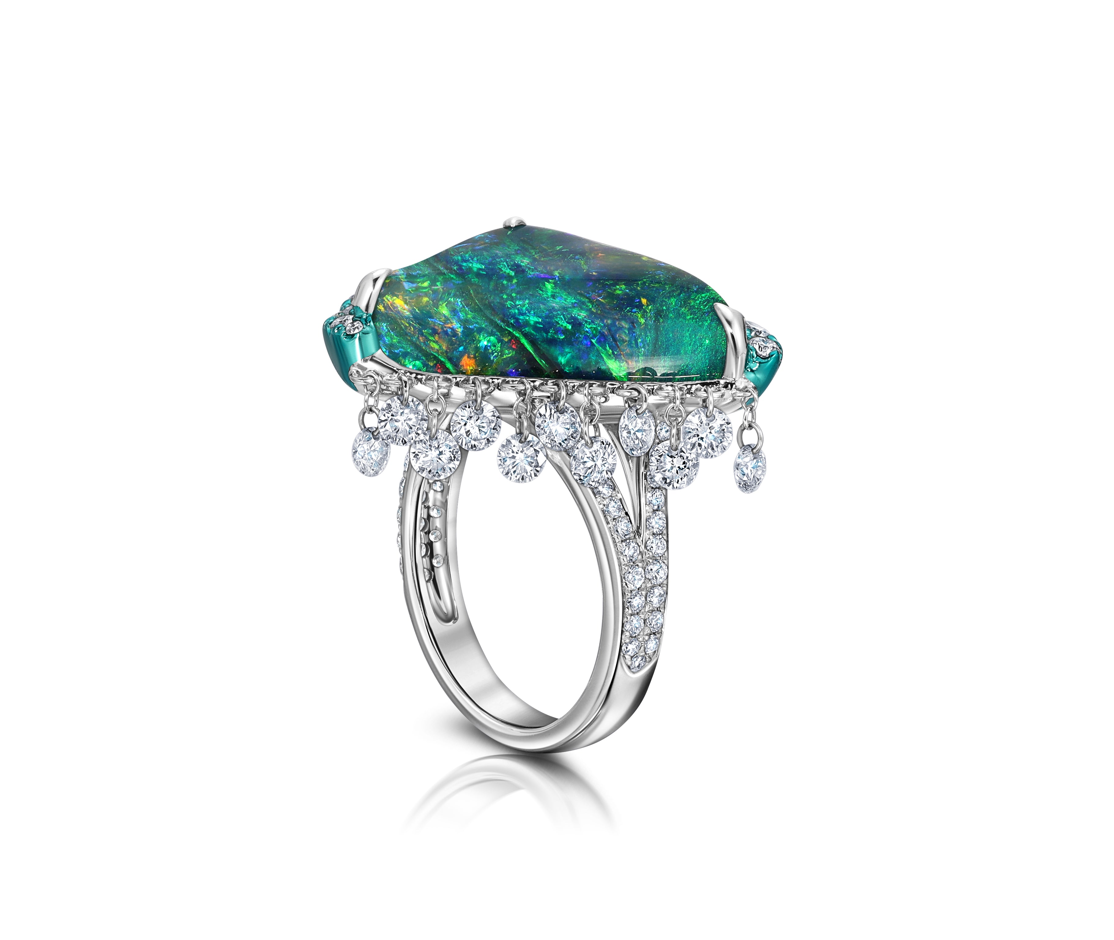 Boulder Opal &amp; Diamond Ring