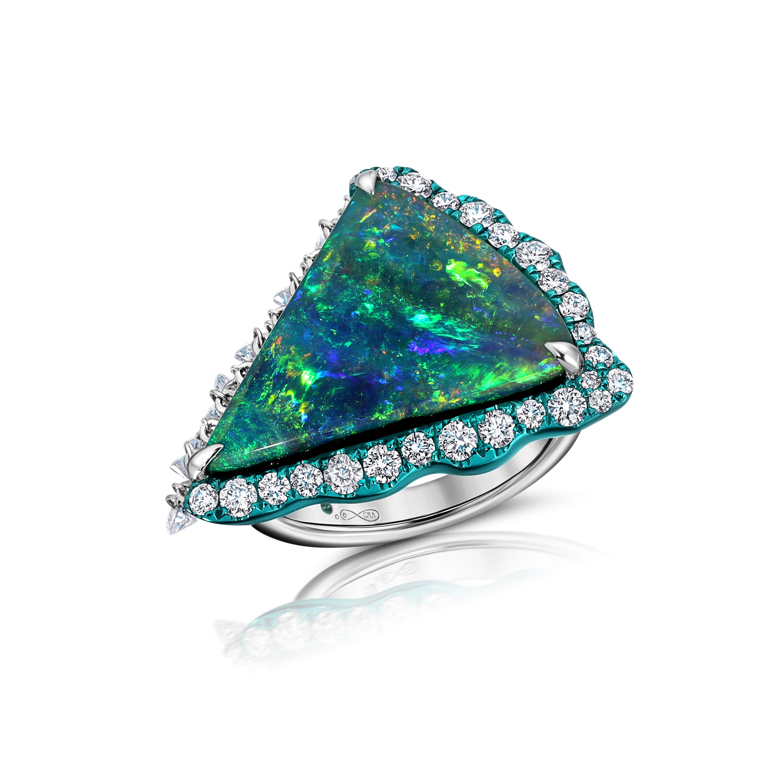 Boulder Opal &amp; Diamond Ring