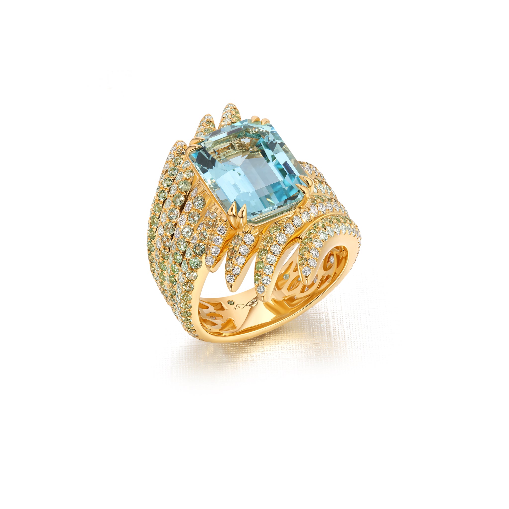 Aquamarine Pássaro Ring