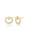 Diamond Stirrup Stud Earrings