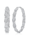 Large Chevron Rein Diamond Inside Outside Hoop Earrings