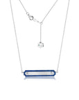 Blue Sapphire Engravable Name Plate Necklace