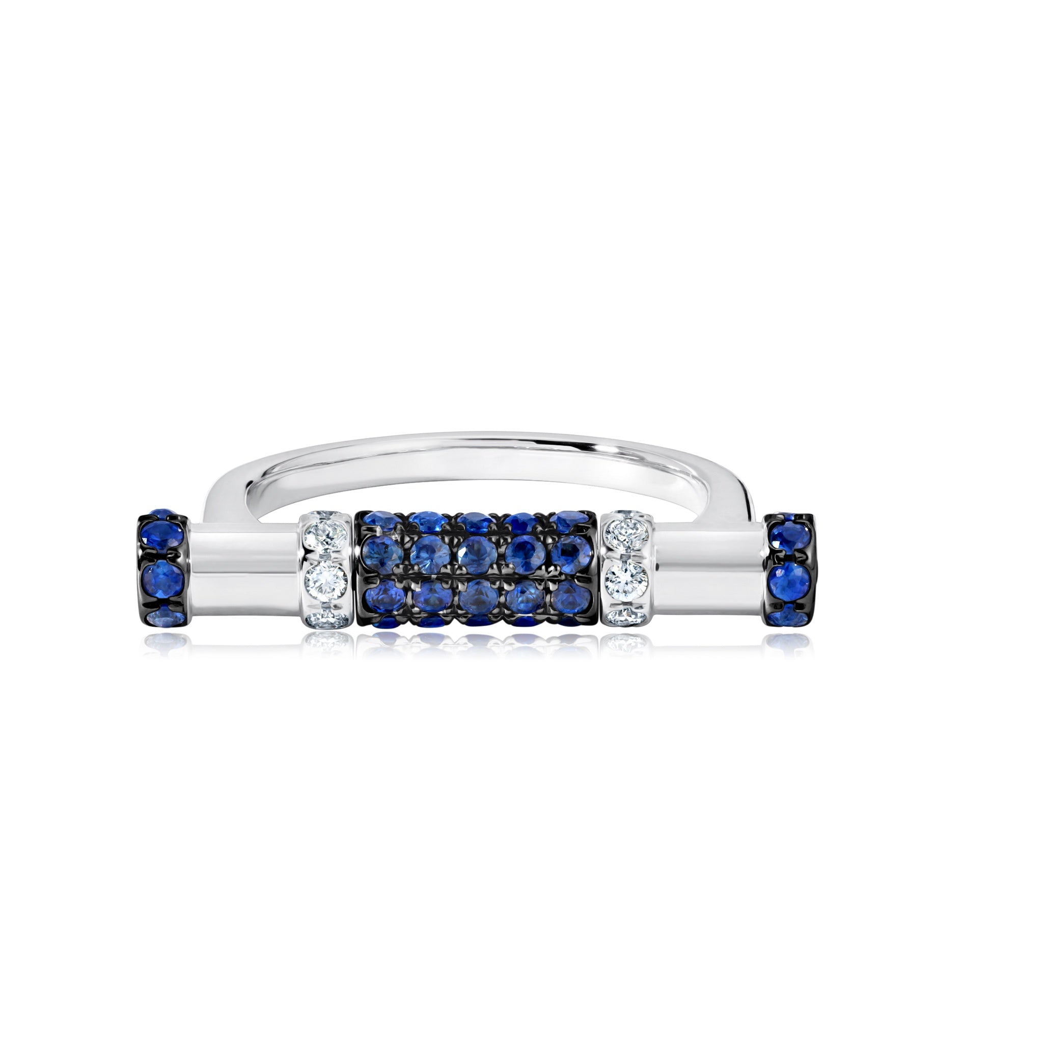 Blue Sapphire &amp; Diamond Cavaletti Ring