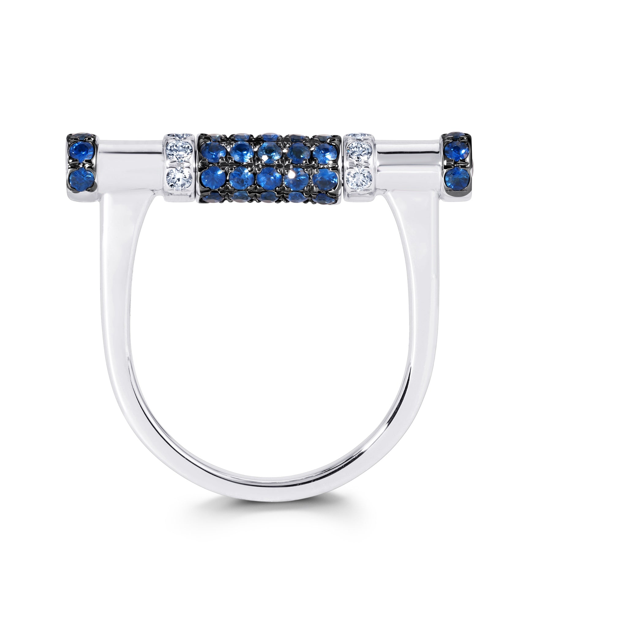 Blue Sapphire &amp; Diamond Cavaletti Ring
