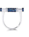 Blue Sapphire & Diamond Cavaletti Ring