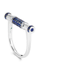 Blue Sapphire & Diamond Cavaletti Ring