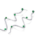 Large Emerald & Diamond Drop Mega Swirl Earrings