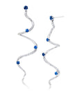Large Blue Sapphire & Diamond Drop Mega Swirl Earrings