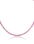 Pink Sapphire & Pink Rhodium Tennis Necklace