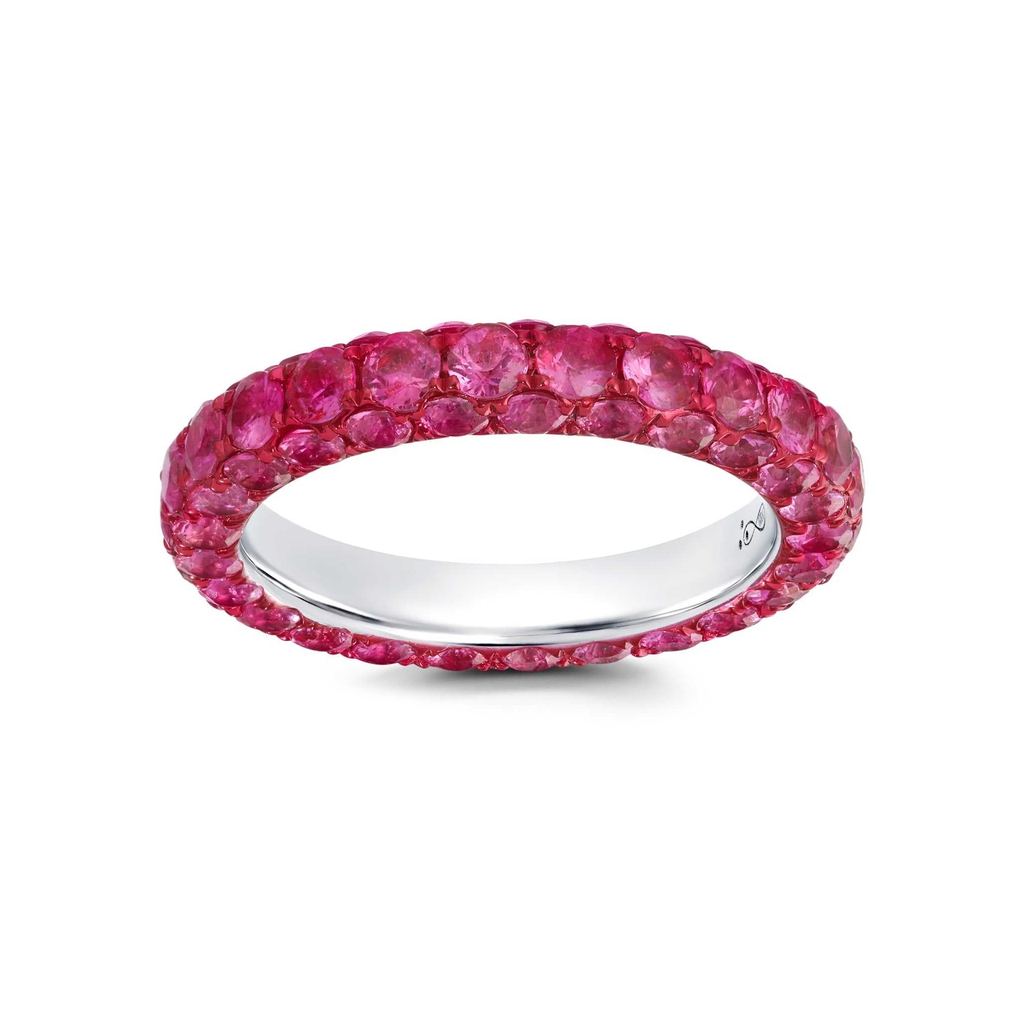 One of a Kind Dark Pink Sapphire & Fuchsia Rhodium 3 Sided Ring