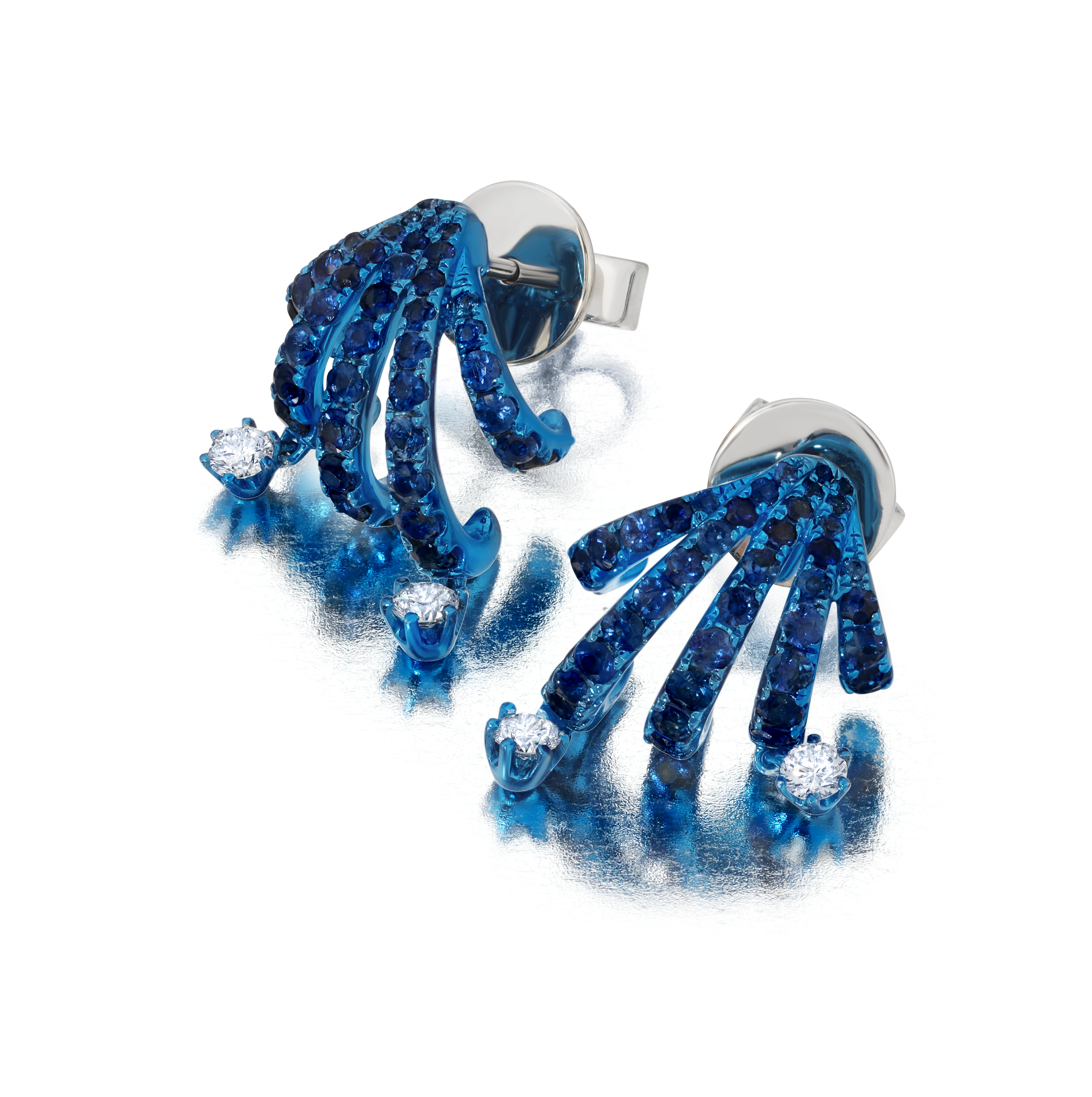 Blue Sapphire &amp; Diamond Rio Cage Earrings