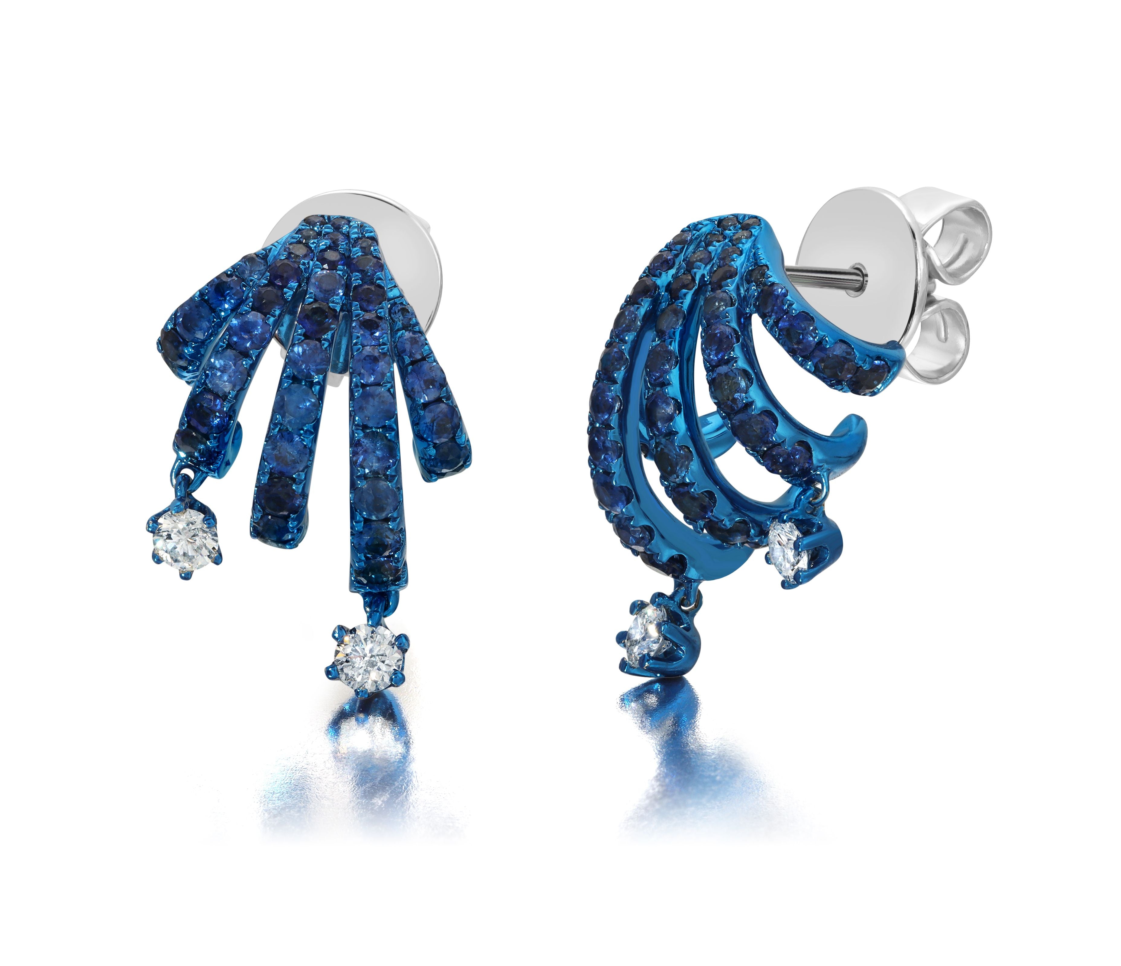 Blue Sapphire &amp; Diamond Rio Cage Earrings
