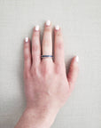 Diamond & Blue Sapphire Baguette 3 Sided Ring