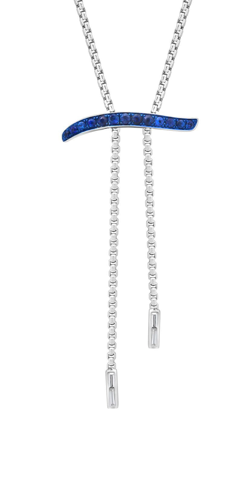 Blue Sapphire 3 Sided Slide Lariat Necklace