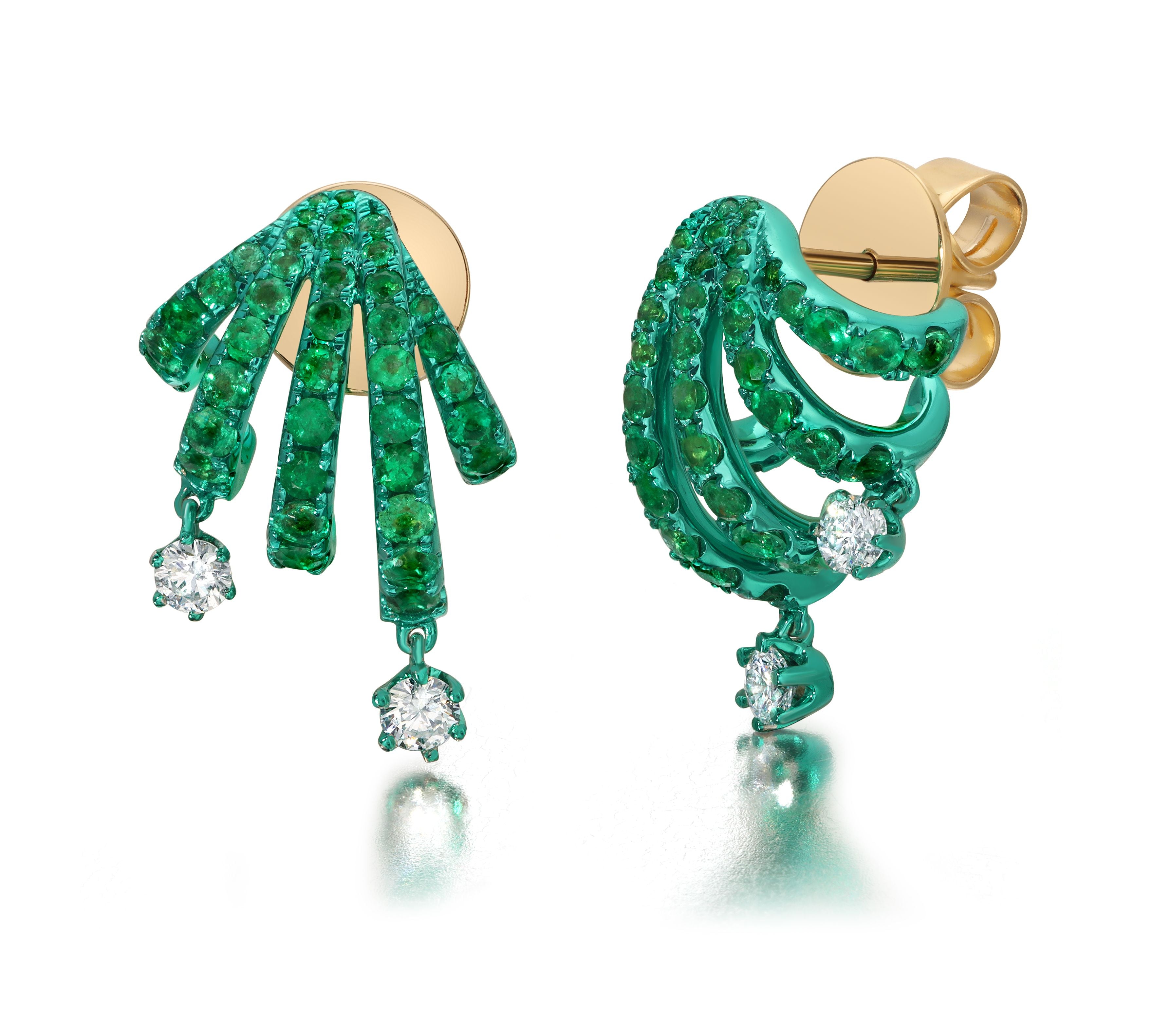 Emerald &amp; Diamond Rio Cage Earrings