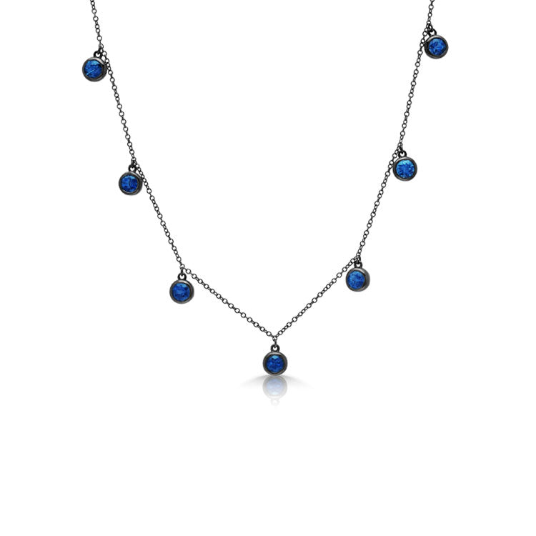 Round Floating Midnight Aquamarine Necklace