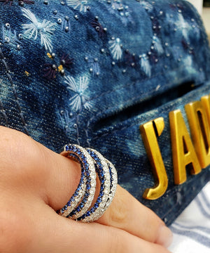 Sapphire & Diamond 3 Sided X Ring