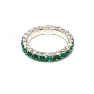 Emerald Center & Diamond 3 Sided Band Ring