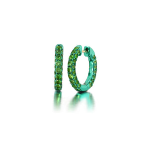 Tsavorite & Green Rhodium 3 Sided Hoops