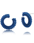Pluma 3 Row Blue Sapphire Forward Facing Hoop Earrings