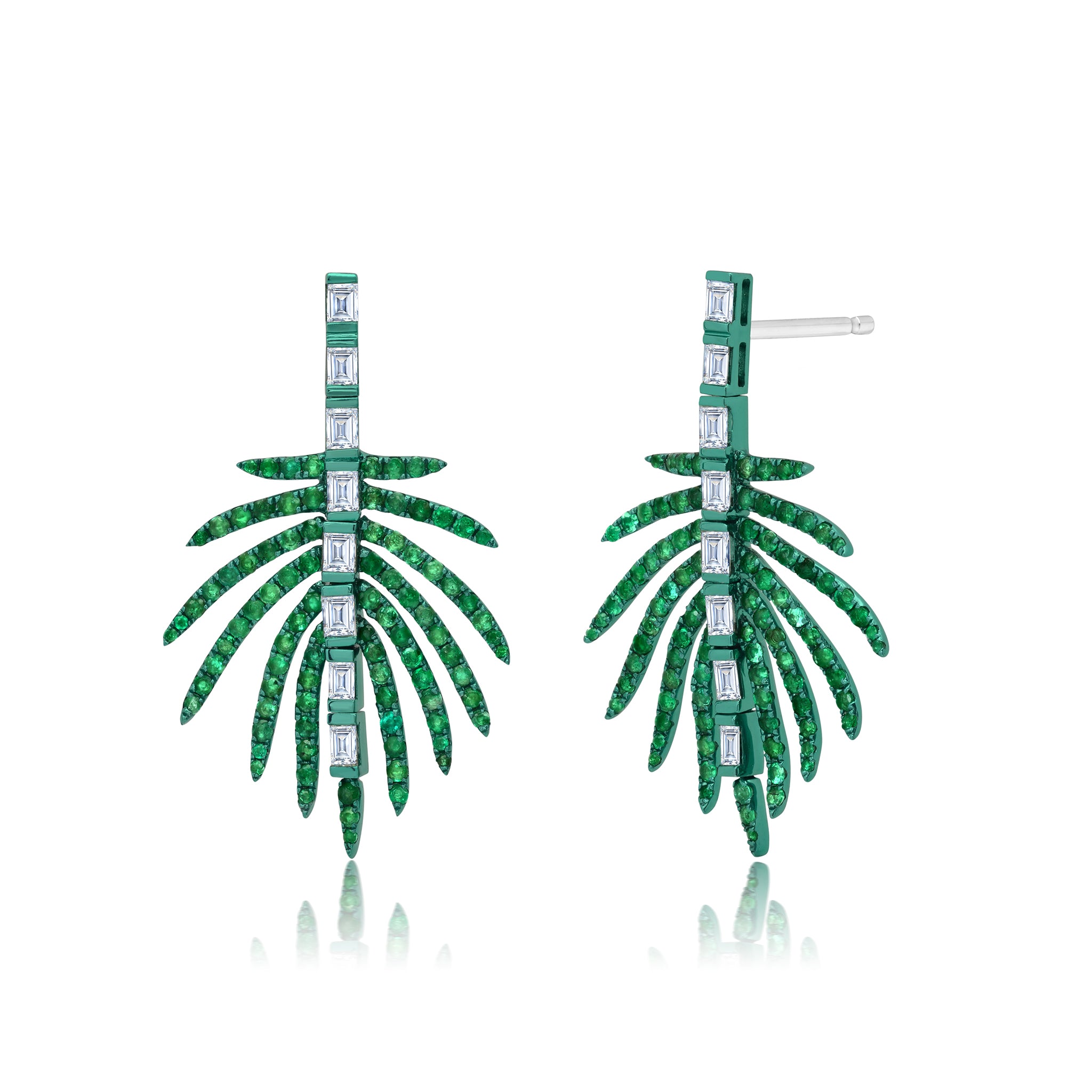 Palmeira Green Rhodium, Emerald &amp; Diamond Earrings