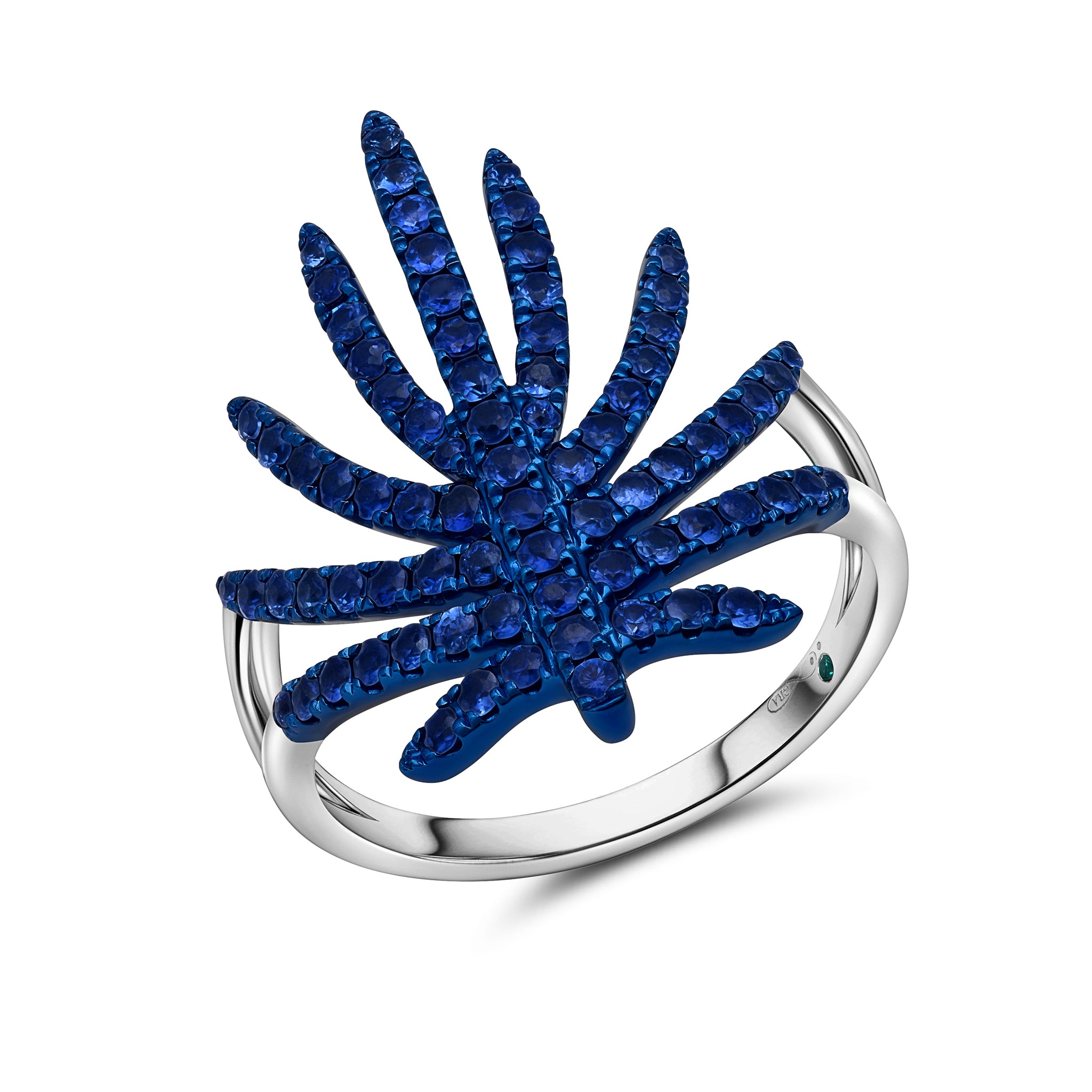 Palmeira Blue Rhodium and Blue Sapphire Band