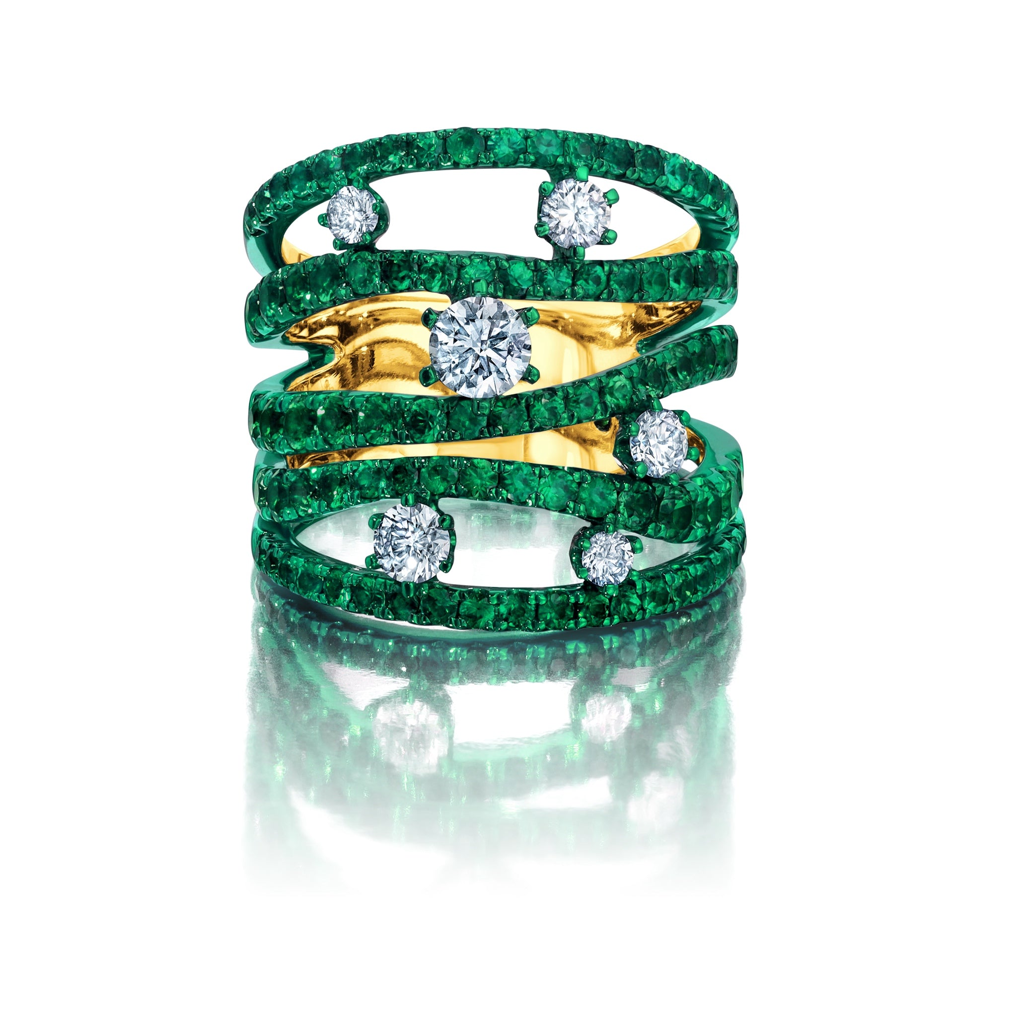 Emerald & Diamond Rio Cage Ring