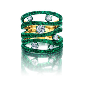 Emerald & Diamond Rio Cage Ring