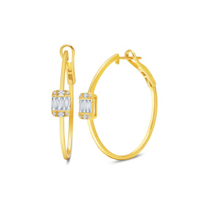 Graziela Gems - Diamond Large Single Ascension Illusion Hoop Earrings - Yellow Gold