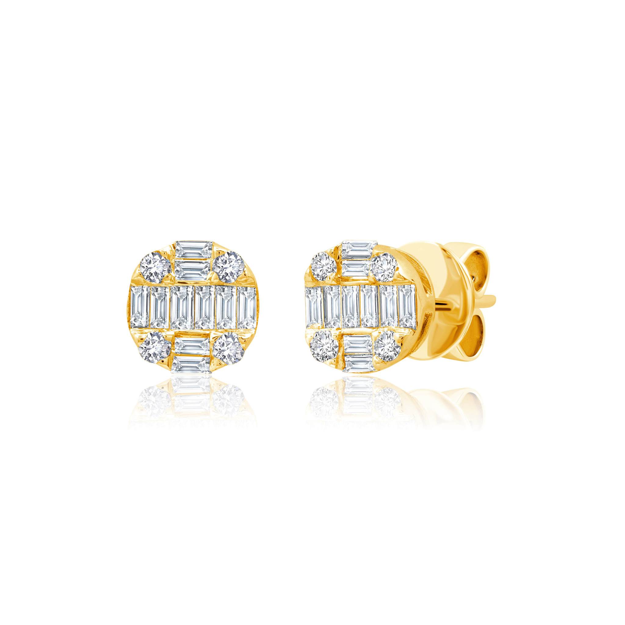 Graziela Gems - Round Ascension Diamond Stud Earrings - Yellow Gold