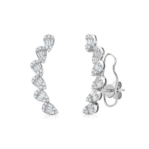 Graziela Gems - Diamond Pear Ascension Earclimbers - White Gold