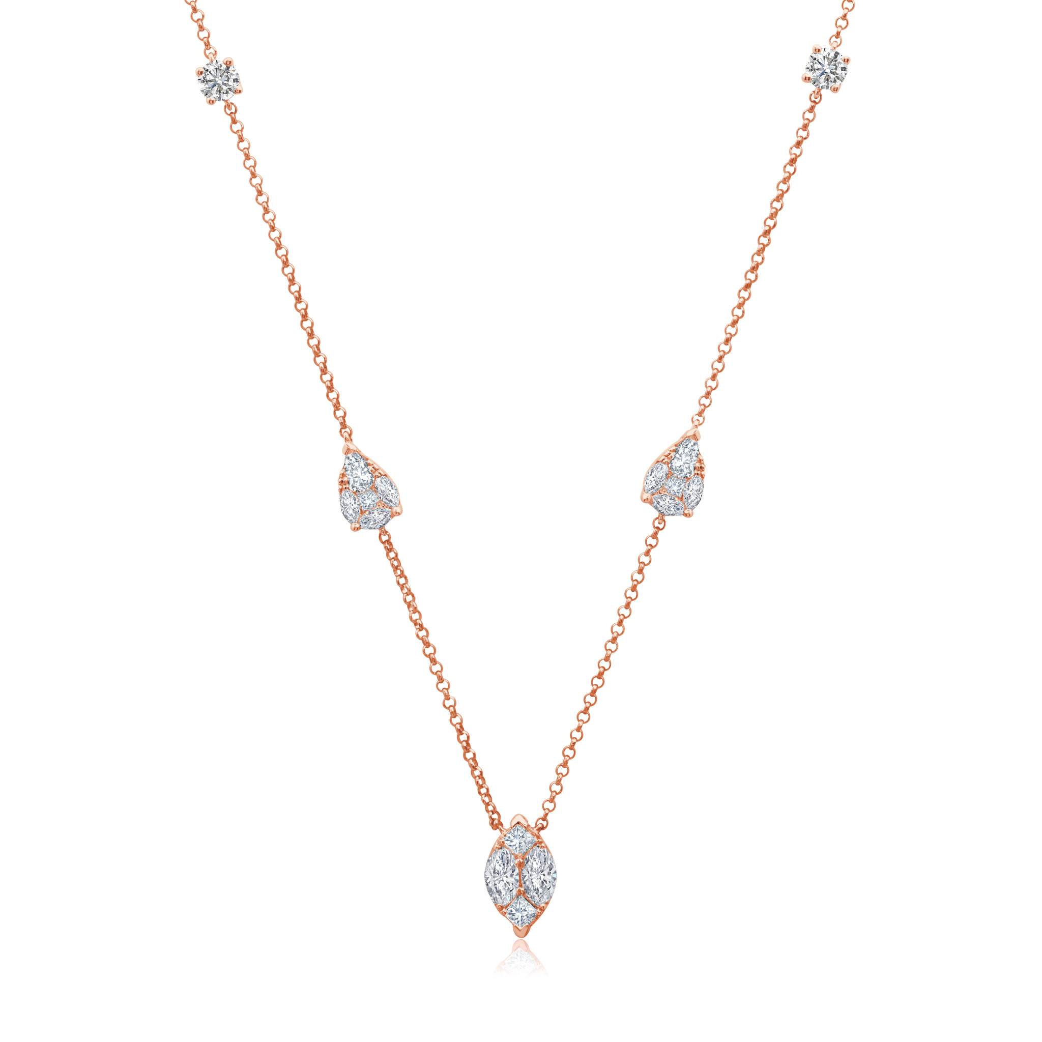 Graziela Gems - Necklace - Pear &amp; Marquise Diamond Ascension Necklace - Rose Gold