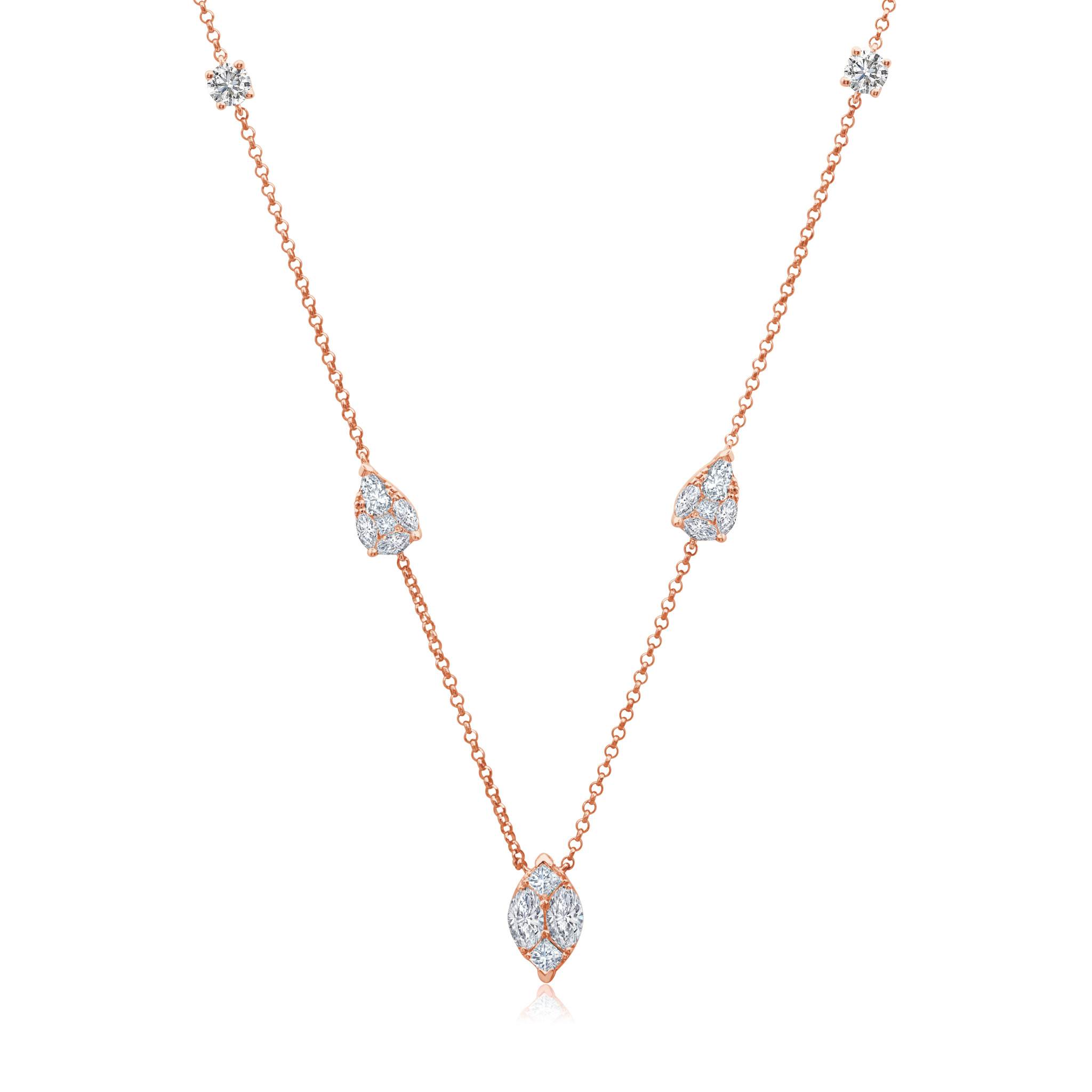 Graziela Gems - Necklace - Pear & Marquise Diamond Ascension Necklace - Rose Gold