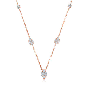 Graziela Gems - Necklace - Pear & Marquise Diamond Ascension Necklace - Rose Gold