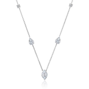 Graziela Gems - Necklace - Pear & Marquise Diamond Ascension Necklace - White Gold