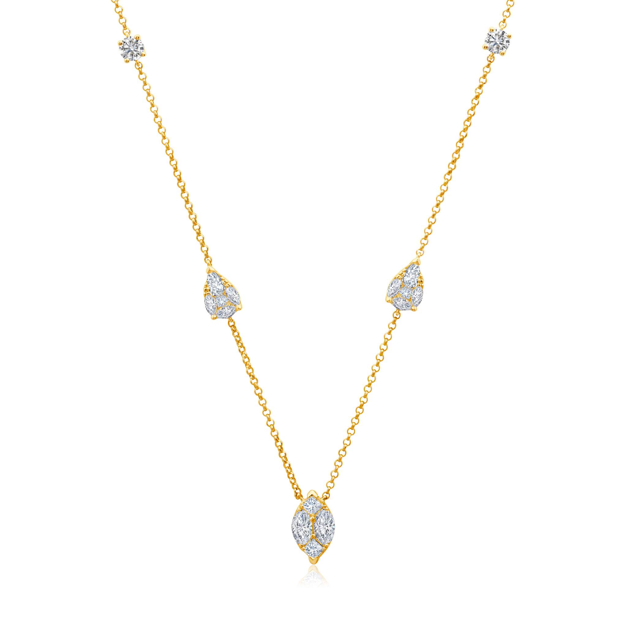Graziela Gems - Necklace - Pear &amp; Marquise Diamond Ascension Necklace - Yellow Gold