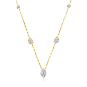 Graziela Gems - Necklace - Pear & Marquise Diamond Ascension Necklace - Yellow Gold
