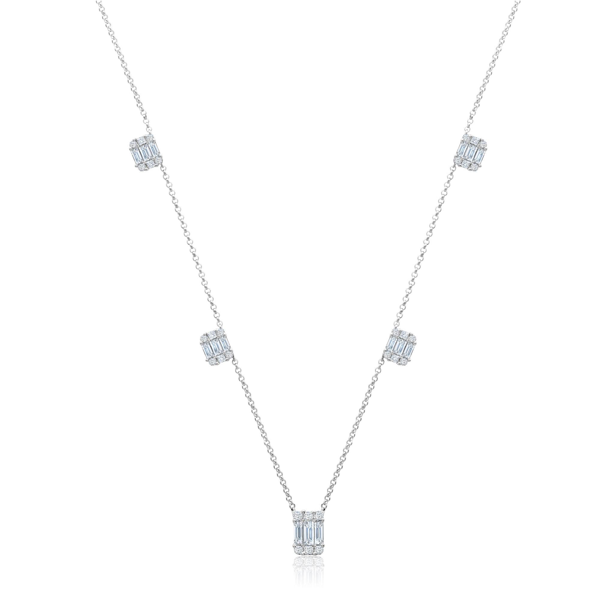 Graziela Gems - Necklace - Diamond Ascension 5 Station Necklace - White Gold