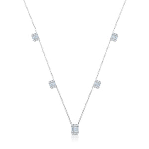 Graziela Gems - Necklace - Diamond Ascension 5 Station Necklace - White Gold